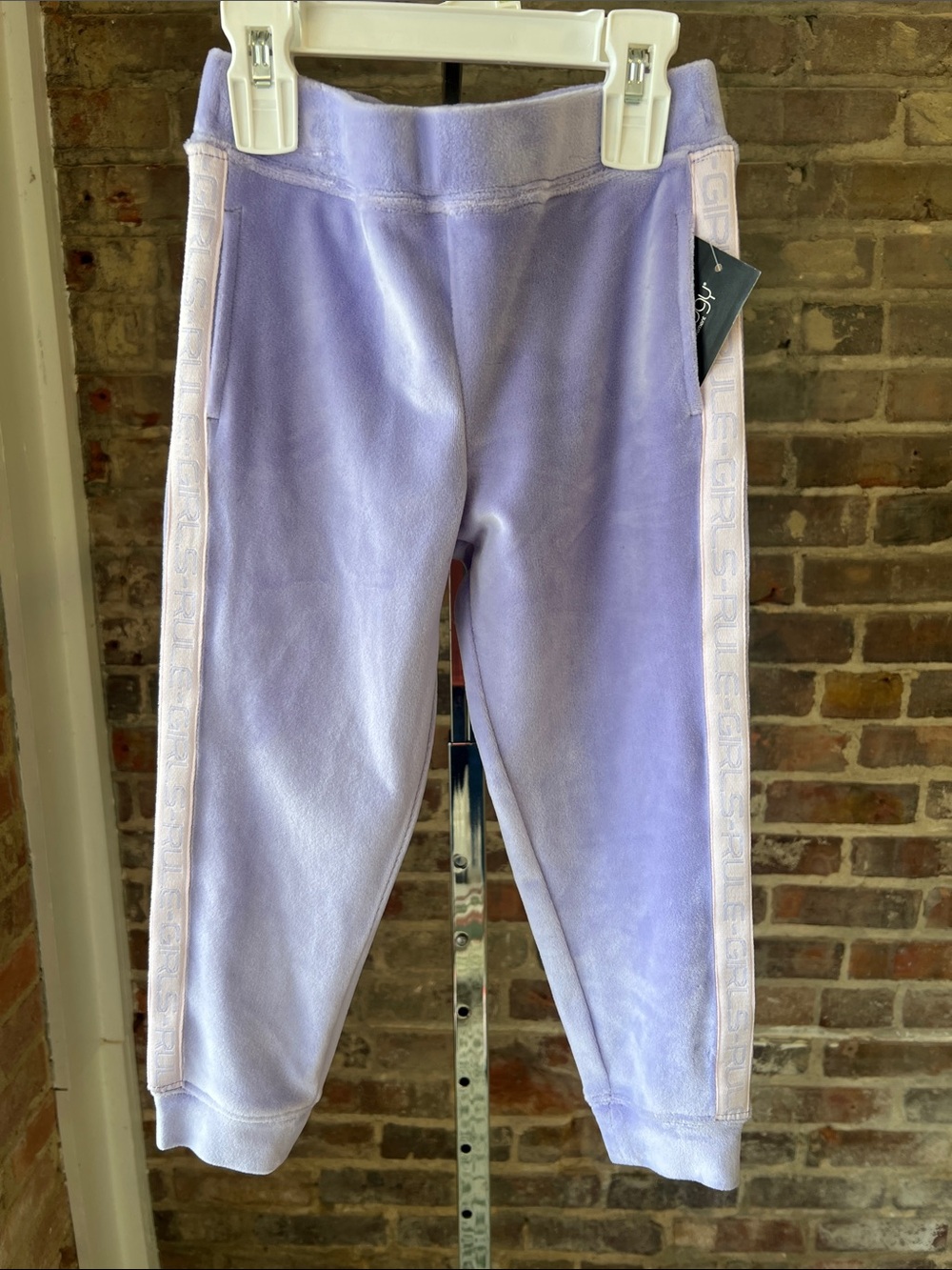 Ideology Lavender Velour Joggers with Side Tape
